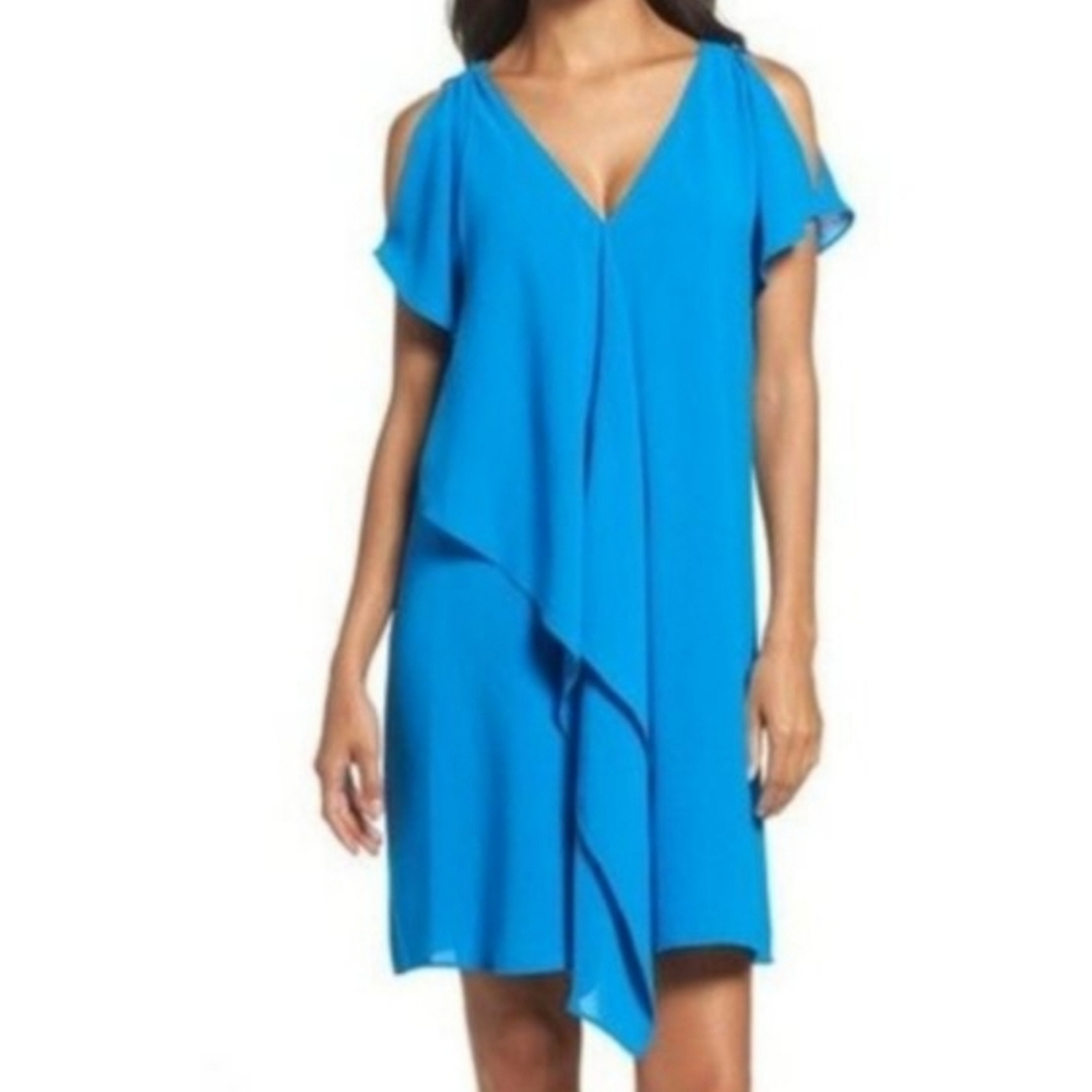 Adrianna Papell Cold Shoulder Draped Shift-Dress 4